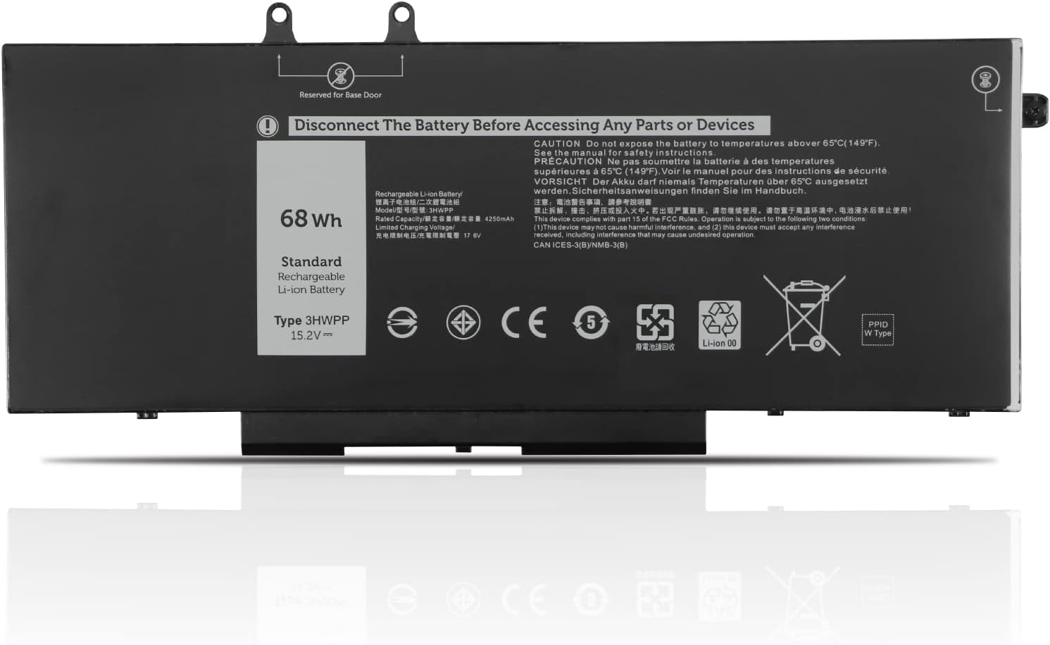 Batterie pour 3HWPP Dell Inspiron 10X1J N2NLL 1VY7F 3PCVM 401D9 JG75F 451-BCMN(compatible)