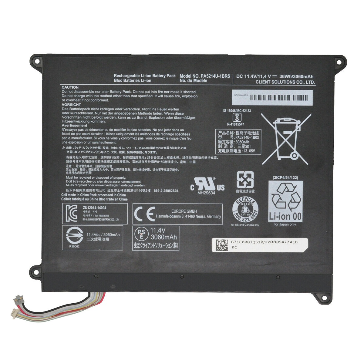 Batterie pour PA5214U-1BRS Toshiba Portege WT20-B WT20-B-106 Z20T-B-110(compatible)