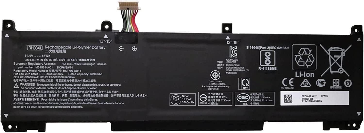 Batterie pour HP RH03XL HSTNN-OB1T HSTNN-DB0B HSTNN-IB9Q HSTNN-UB7X M01524-2B1 M01524-AC1 M02027-005 (compatible)